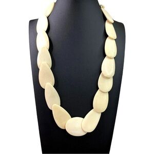 Pale Pink/Cream Oval Bone Statement Necklace with Graduated Design